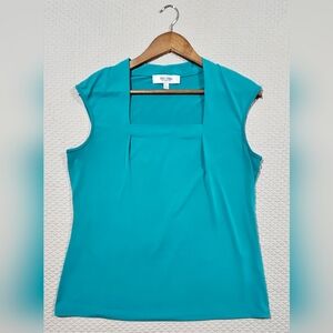 Jones Studio‎ Teal/Turquoise Cap Sleeve Blouse Size L